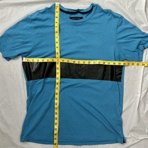 UNIQUE Men's Rag & Bone Blue / Black Short Sleeve Shirt (Size Medium)